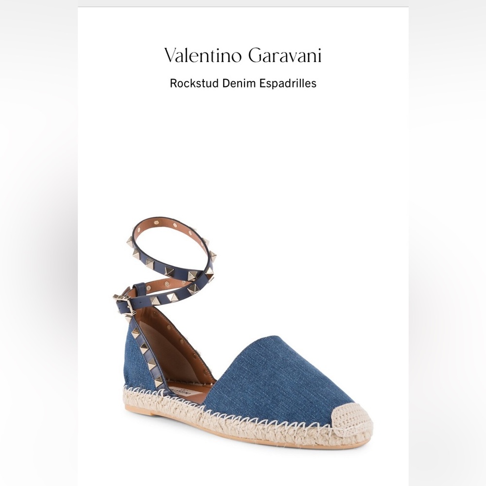 Valentino Garavani Rockstud Denim Espadrilles